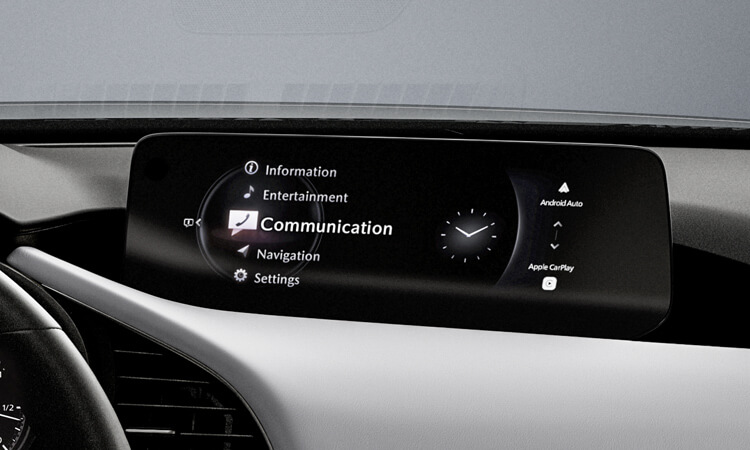 Dashboard with Mazda Connect display screen. 