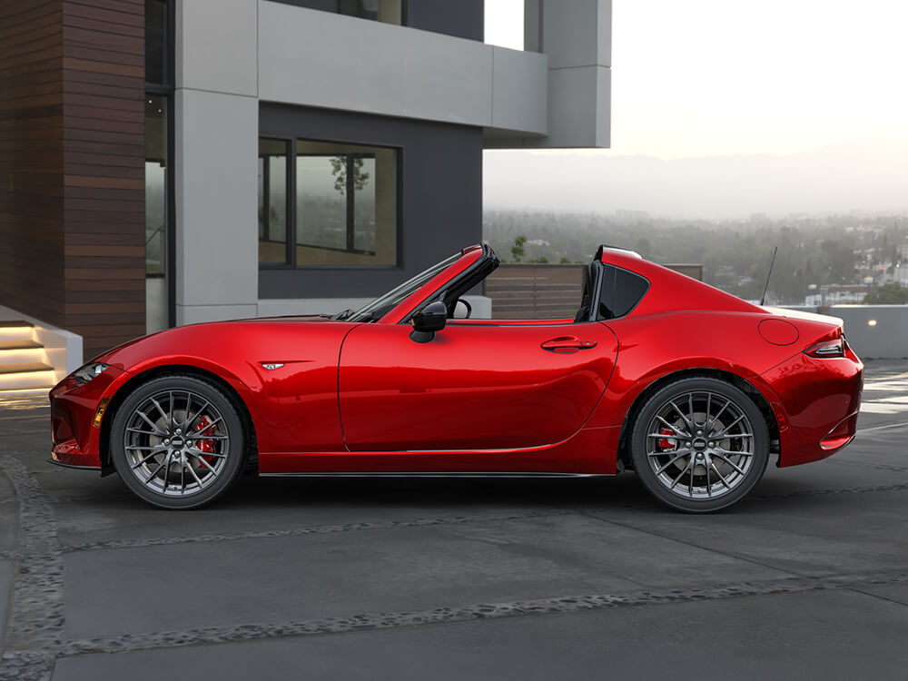 Profile shot of Mazda MX-5 ST GS-P Sport Package with Soul Red Crystal finish. 